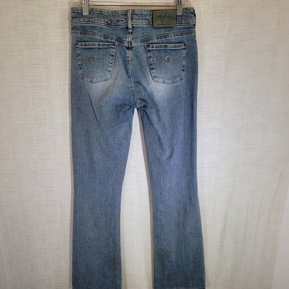 Silver Bootcut Jeans Womens 27 Stretch DV8 Light Blue Wash Mid Rise Belt Denim - Picture 5 of 12